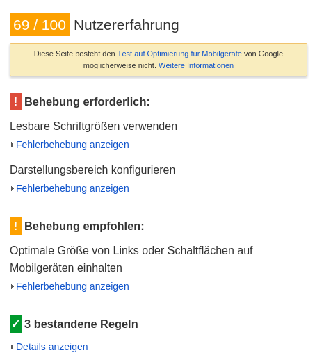 TYPO3 PageSpeed-Test Mobil 2